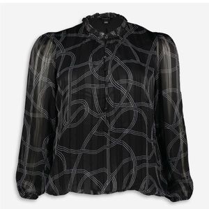 TAMARA BLACK SWIRL METALLIC THREAD BLOUSE